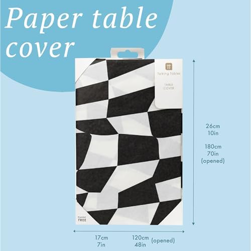 Talking Tables Black & White Alice in Wonderland Paper Table Cover | Disposable Tablecloth Party Supplies for Mad Hatter Tea Party, Onederland Birthday, Mother's Day Tableware, Weddings 71' x 47' - Image 3