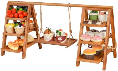 Cupcake Stand, 3 Tier Wood Cupcake Display Stand with Swing by Whiidoom