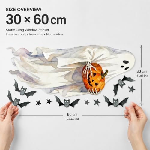 Halloween Window Clings Decorations Ghost Pumpkin Bat Window Stickers Static Spooky Glass Window Sticker Decals for Home Office Classroom Party Haunted House Seasonal Decor 3 Sheets - Image 7