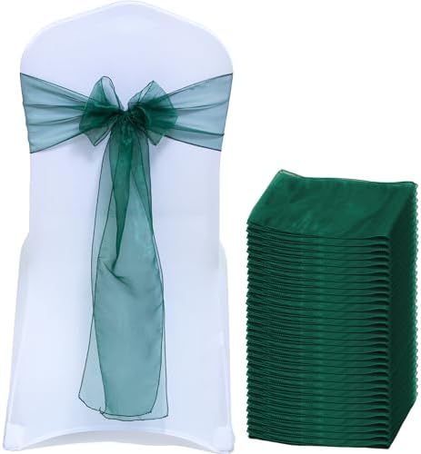 Pack of 125 Organza Chair Sashes for Wedding & Event Décor – Hunter Green by MDS