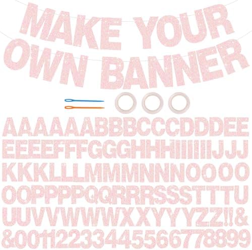 BEISHIDA Glitter Light Pink 116 Pc A-Z DIY Letter Custom Banner Party Decor by Beishida