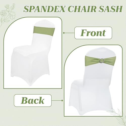 MDS Pack of 200 Spandex Chair Sashes for Wedding Party & Event – Sage Green - Image 4