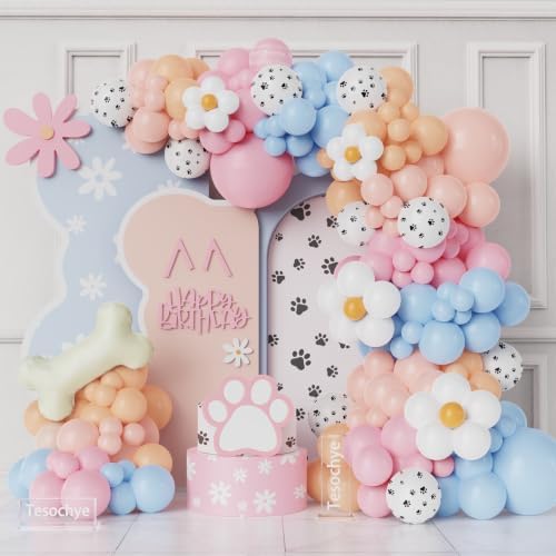 190Pcs Blue Balloon Garland Arch Kit,Dog Paw Birthday Party Decorations by Tesochye