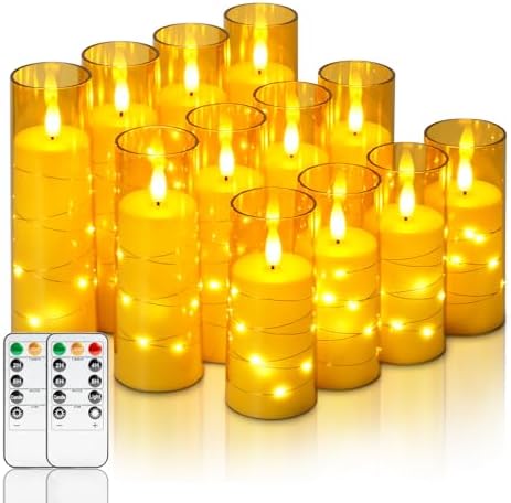 Homemory 12Pcs Flickering Flameless Candles with Remote, LED Pillar Candles by Homemory