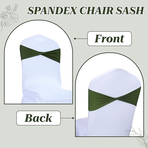 MDS Pack of 250 Spandex Chair Sashes Without Slider Buckles – Olive Green - Image 4