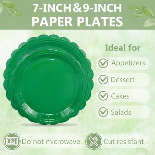 Mulbozy 100 Pcs Green Plastic Plates,Green Disposable Plates Set for Party - Image 6