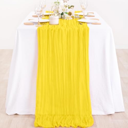 Yellow Cheesecloth Table Runner Fall Wedding Picinc Decor 10ft, 2 Pack - Image 6