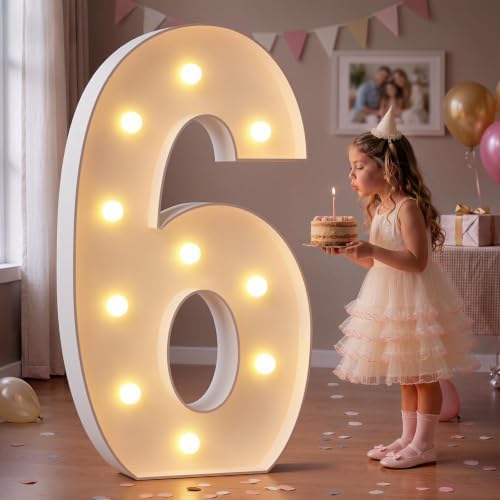 imprsv Large Marquee Numbers, 3FT Light Up Numbers 6 for Party Decor by Letsmakeitimpressive
