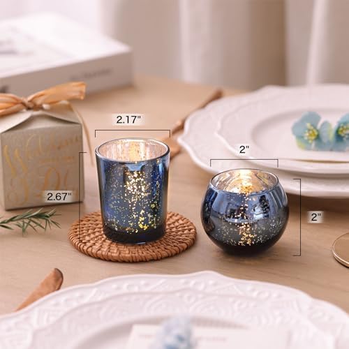12PCS Assorted Blue Votive Candle Holders, Mercury Tealight Candle Holder Glass - Image 5