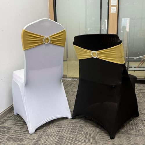 Spandex Chair Sashes Bands, Gold, 30PCS - Image 6