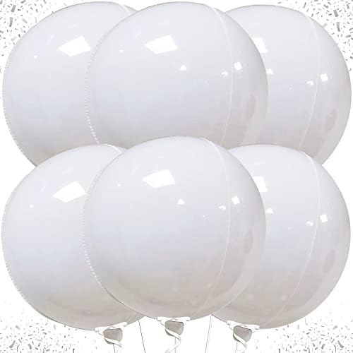 KatchOn White Mylar Balloons - 22 Inch, Pack of 6 | 4D White Foil Balloons by KatchOn