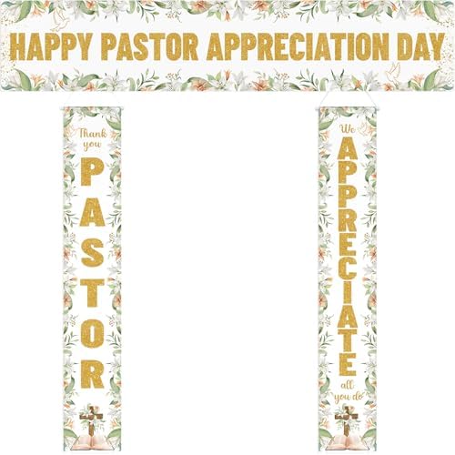 SmoothNovelty 3 Pcs Gold Pastor Appreciation Day Banners by SmoothNovelty