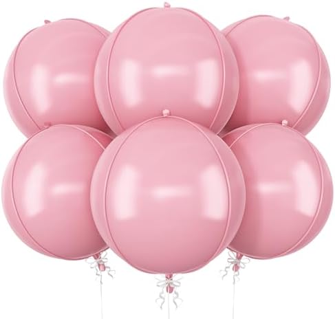 Pastel Pink Round Foil Balloons Birthday Prom Decor 22 Inch 6 Pcs by vibzox