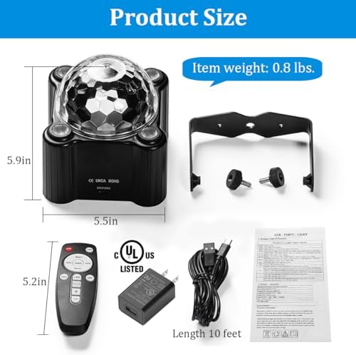 Laucnpty Disco Ball Party Lights Sound Activated Strobe DJ Stage Lighting for Indoor Room Outdoor Dance Floor Parties Birthday Rave Home Karaoke Halloween Christmas Wedding Show Bar Club Decorations - Image 4