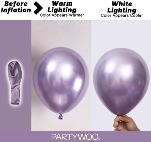 PartyWoo Metallic Purple Balloons 50pcs Chrome Purple Color 12 Inch - Image 3