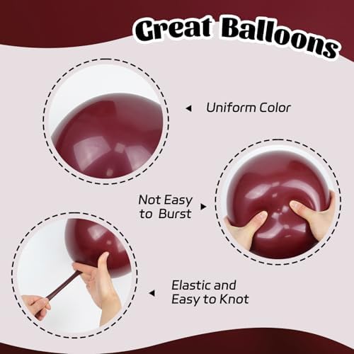 60pcs 12inch Burgundy and Gold Balloons with Gold Confetti Balloons - Image 3