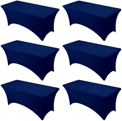 6-Pack Navy Blue Spandex Tablecloths for 6ft Rectangle Tables by DailySet
