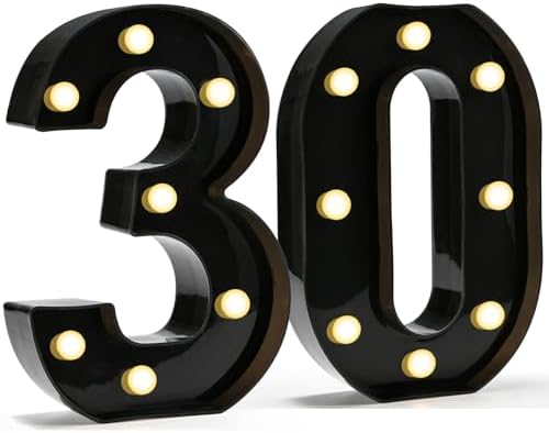 Pooqla Black Light Up Numbers, 30th Birthday Decorations for Men by Pooqla