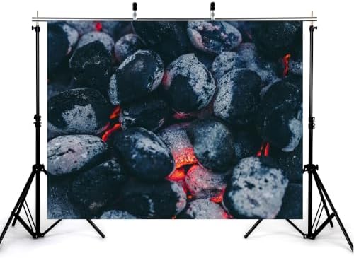 9x6ft Fabric Hot Charcoal Coal Backdrop Glowing Red Embers Ash Covered Surface Close Up Photography Background Tapestry Party Grill Fire Decorations Banner Photo Booth Props - Image 3