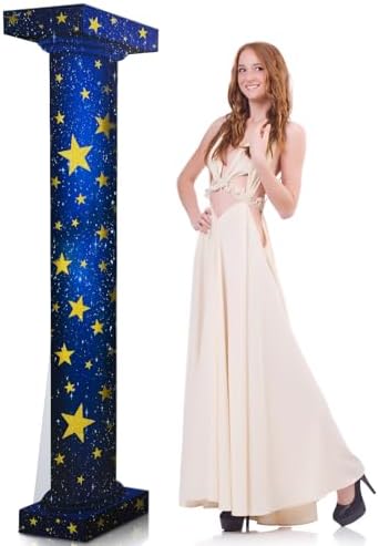 Leinuosen 5.8 ft Star Starry Night Party Decorations Tall Column Cardboard Stand-up Cutout Large Life Size Twinkle Little Star Column Stand Backdrop Photo Prop Standup Movie Night Birthday Homecoming by Leinuosen