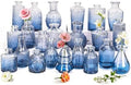 Clear Gradient Blue Glass Bud Vase Set of 22 Pcs,Small Bud Vases in Bulk,Glass Crystal Flower Vases Table Centerpieces for Party Event Wedding Decor Baby Shower Decorations (Gradient Blue, 22 Pcs) by JXINDUJU