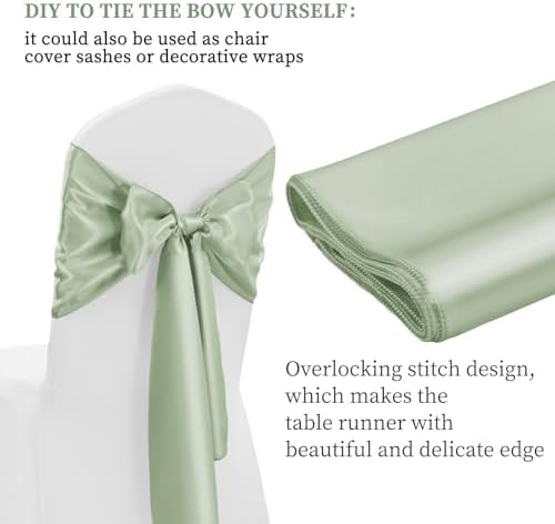 12 Pack Sage Green Satin Table Runner 12 x 108 Inch Long Premium Table Runners for Wedding Party Events Decoration，Birthday Parties, Banquets Decorations, Graduations, Engagements - Image 3