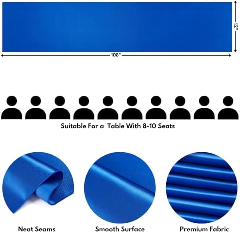 Royal Blue Satin Table Runner, 12x108 Inches, 12 Pack - Image 2