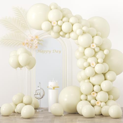 Voircoloria 130pcs Ivory White Balloons Garland Arch Kit, 18 12 10 5 Inch by Voircoloria