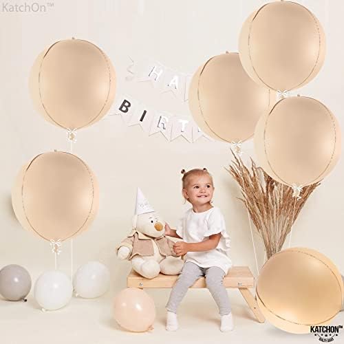 Nude Foil Balloons, Beige Balloons for Boho Birthday Party Pack of 6 - Image 3