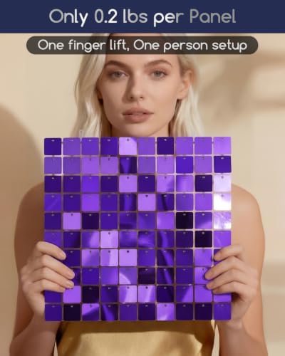 COKAOBE LiteGrid Series Shimmer Wall Backdrop - 24Pcs Purple - Image 3
