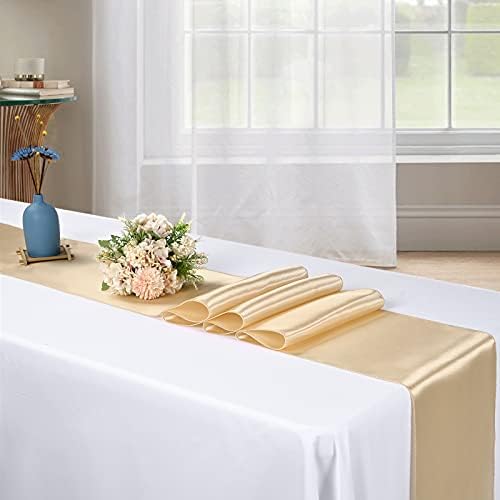 10-Pack Champagne 12 x 108 inches Long Premium Satin Table Runner - Image 7