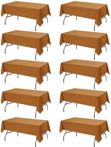10-Pack Bronze Tablecloths for Rectangle Tables, 60 x 84 Inches by DailySet