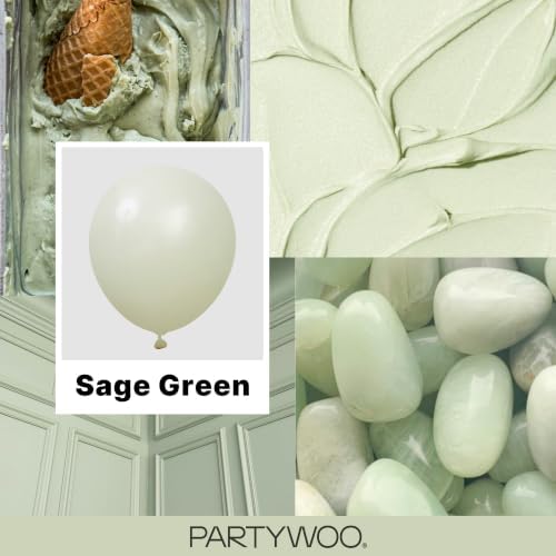 PartyWoo Sage Green Balloons 50pcs Boho Dusty Olive Green Color 12 Inch - Image 2