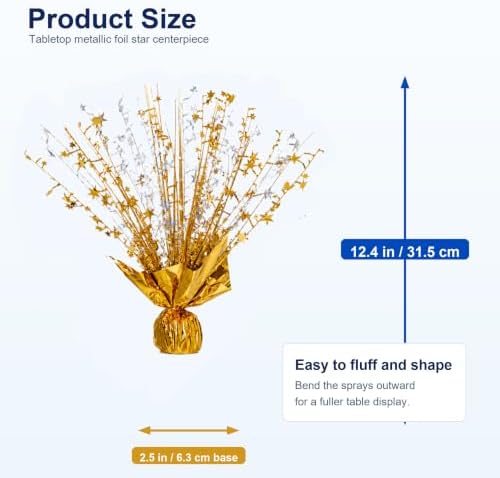 6 Pack Gold Silver Star Spray Centerpiece, Wedding Holiday - Image 2