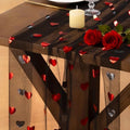 Gold Gauze Table Runner Red Heart Sheer Romantic Wedding Party Table Decor by Socomi