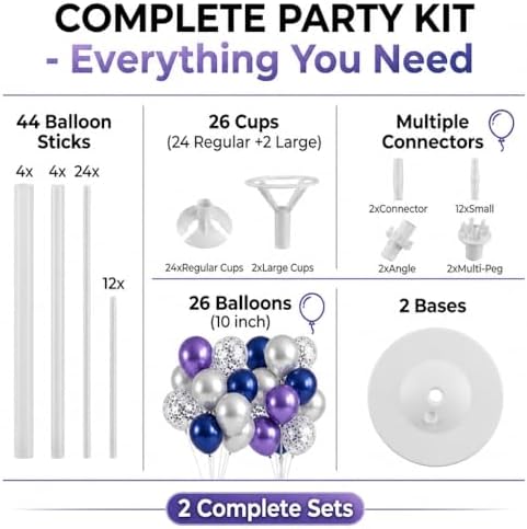 Blue Purple Balloon Column Kit for Floor or Table Decor for Party - Image 2