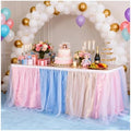 THARAHT Tulle Table Skirt 9FT 270CM Long for Rectangle Tables Round Tables Ruffle Desk Skirt for Princess Girls Birthday Party Cake Dessert Decorations Table Skirt by THARAHT