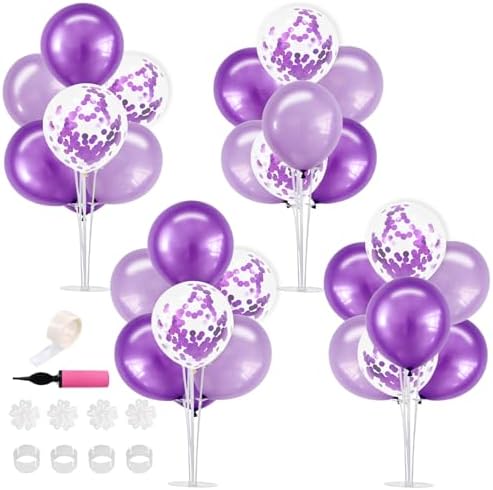 TONIFUL 4 Set Purple Balloon Stand Balloon Centerpiece for Table Decor by TONIFUL