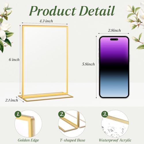 30 Pack 4x6 Gold Acrylic Sign Holders, Gold Frame - Image 4
