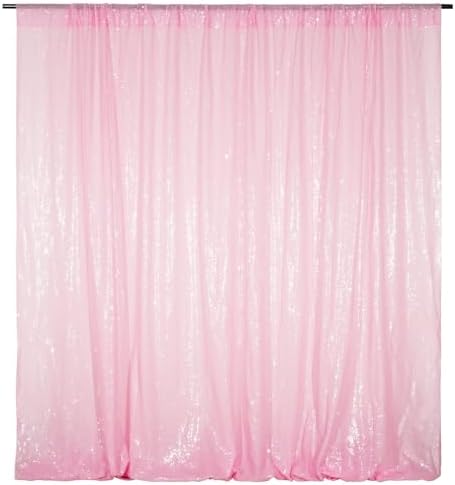 Poise3EHome Pink Sequin Backdrop,8FT x 10FT Sequin Photography Backdrop Curtain for Party Decoration by Poise3EHome