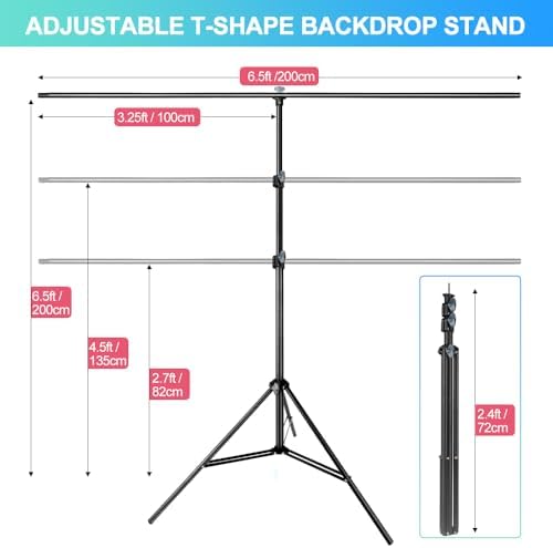 Green Screen Backdrop with Stand for Streaming, 6.5X 10ft (WxH) Protable Green Screen with 6.3 x 6.5 ft Stand kit, Greenscreen Background with Stand Carrying Bag 5 Spring Clamps - Image 3