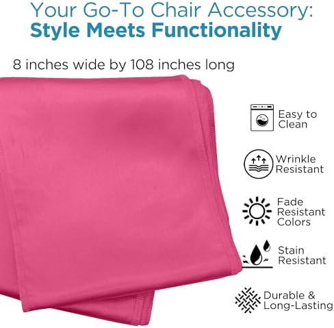 Leading Linens 50 pcs Hot Pink 108"x8" Satin Bow Sash Chair Cover Decor - Image 2