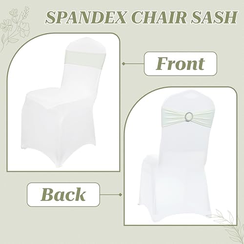 MDS Pack of 150 Spandex Chair Sashes for Wedding Party & Event – Ivory - Image 4