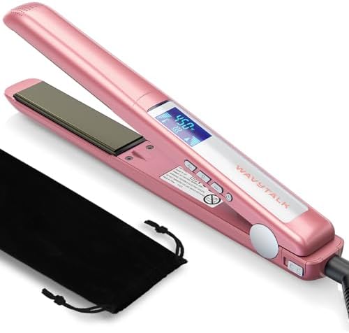 Wavytalk Salon Flat Iron Hair Straightener, Negative Ion Function with Titanium Plates Get Shinier & Smoother Hair, 15 Adjustable Temp, Dual Voltage & 60 Mins Auto Shut Off (Rose Gold) by wavytalk-HairTalks