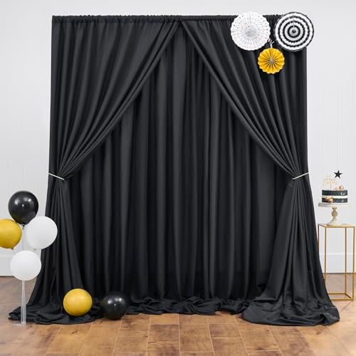 50 ft x 10 ft Thick Black Backdrop Curtain for Parties, 10 Panels Black Polyester Wedding Backdrop Drapes for Birthday Photography Background Party Backdrop Home Decorations - Image 6