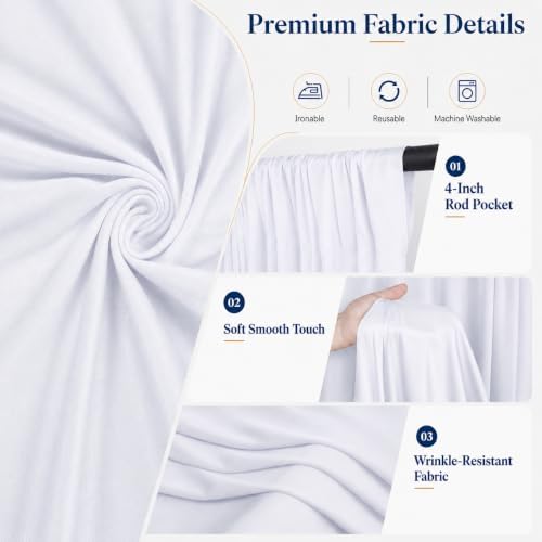 40x10 FT White Backdrop Curtains for Weddings, Parties and Photo Booths - Image 3