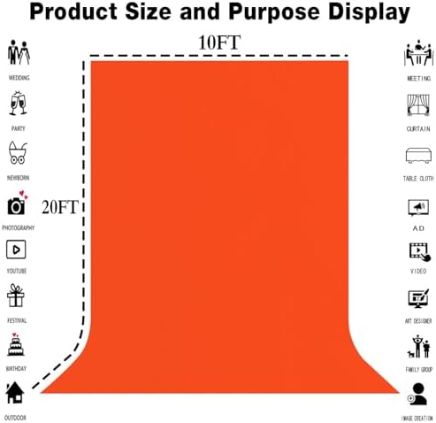 Orange Photography Backdrop for Photoshoot, Fabric 10x20ft - Image 3
