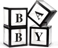 Voircoloria Baby Boxes with Letters, Black, 4 Transparent Balloon Boxes by Voircoloria