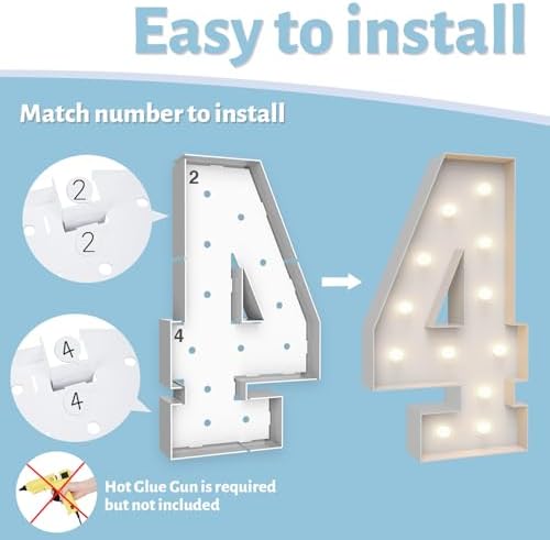 4FT Light Up Marquee Number 4- Large Foam Board Mosaic Kit - Image 4