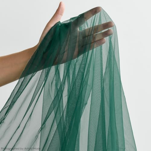 Artoid Mode 3PCS Dark Green Gauze Table Runner 120 Inch 10FT, Seasonal Sheer Kitchen Dining Holiday Wedding Birthday Baby Shower Table Decor for Home Party - Image 4
